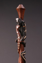 #OC224: Solomon Island figural staff with shell inlay